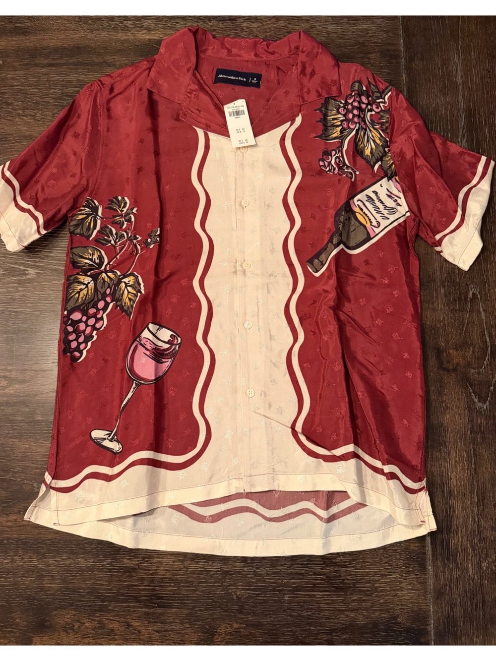 Abercrombie and Fitch Viscose(silk like) button up Wine Shirt men’s size small - Picture 2 of 10